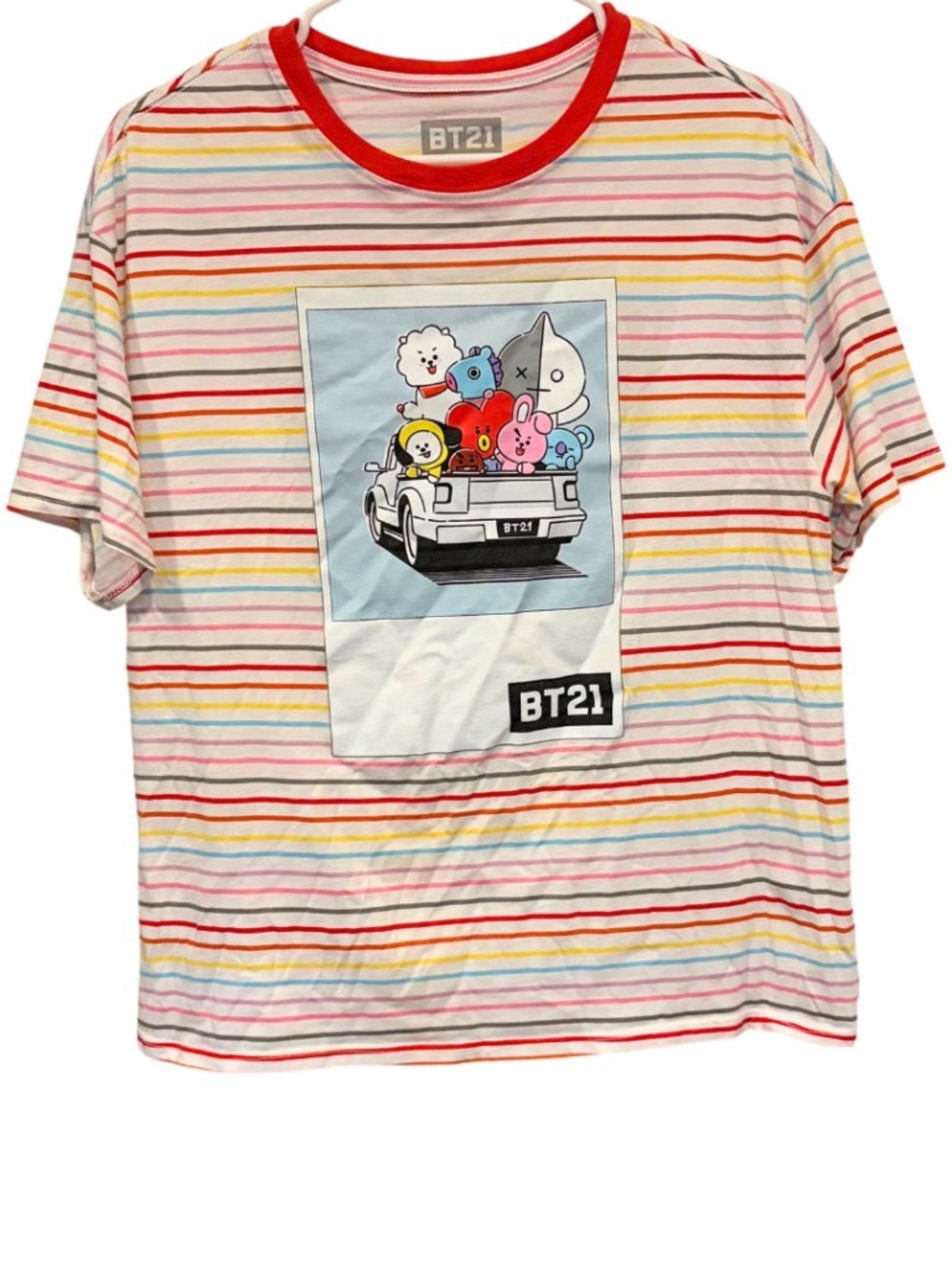 BT21 Rainbow Stripe Punk Koya Line Friends Graphic T Shirt